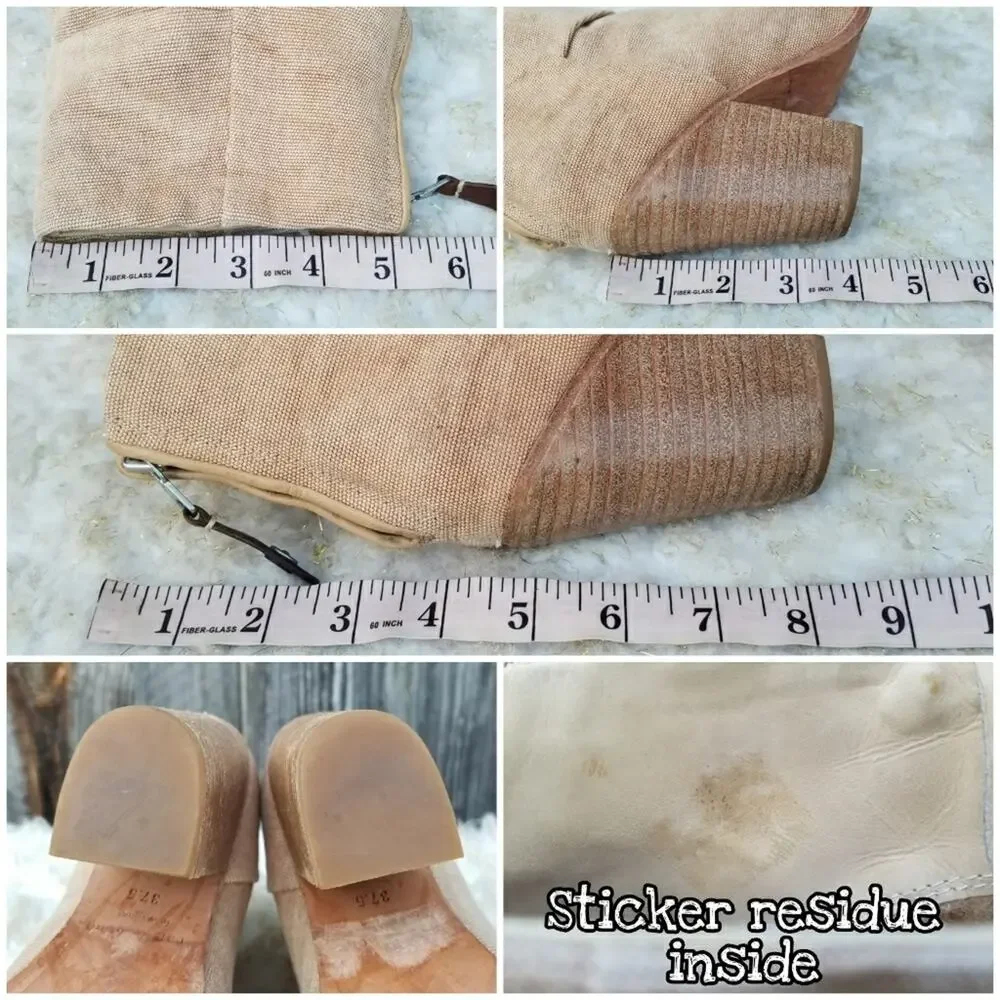 Rag & Bone Newbury Ankle Boot Size 7.5 Rear Zip Tan Canvas High Heeled Bootie